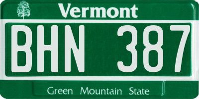 VT license plate BHN387