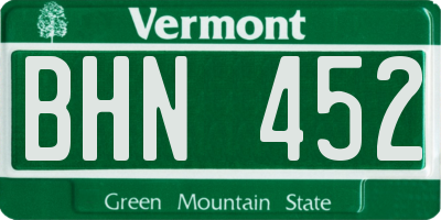 VT license plate BHN452