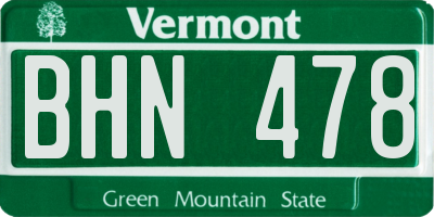 VT license plate BHN478