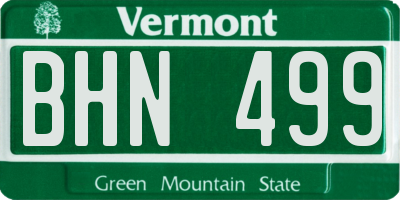 VT license plate BHN499