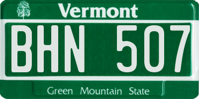 VT license plate BHN507