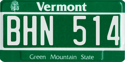 VT license plate BHN514