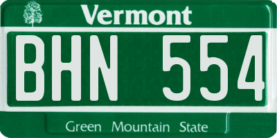 VT license plate BHN554