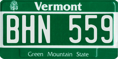 VT license plate BHN559