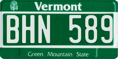 VT license plate BHN589