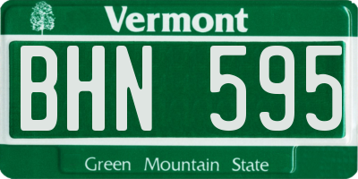 VT license plate BHN595