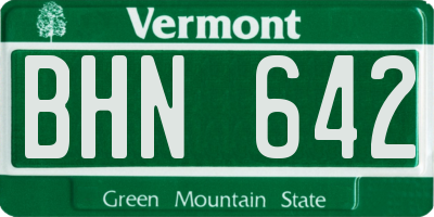 VT license plate BHN642
