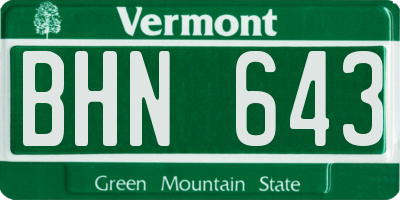 VT license plate BHN643