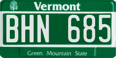 VT license plate BHN685