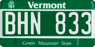 VT license plate BHN833