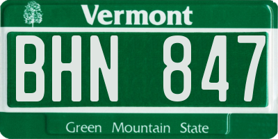 VT license plate BHN847