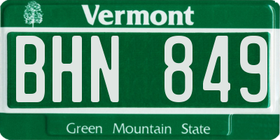 VT license plate BHN849