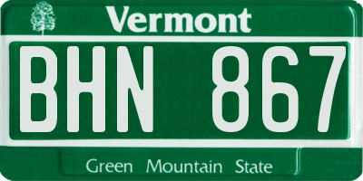 VT license plate BHN867