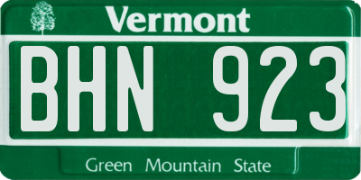 VT license plate BHN923