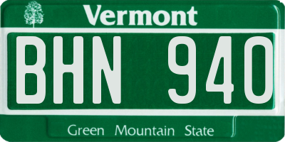 VT license plate BHN940