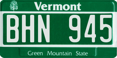 VT license plate BHN945