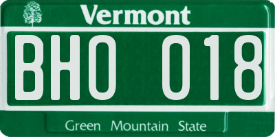 VT license plate BHO018
