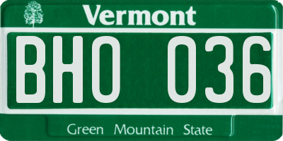 VT license plate BHO036