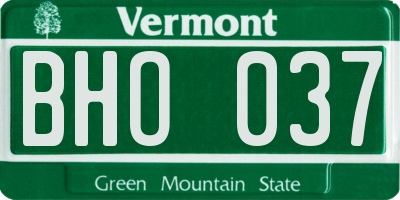 VT license plate BHO037