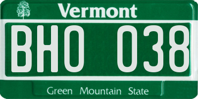 VT license plate BHO038