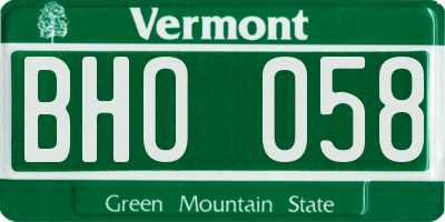 VT license plate BHO058