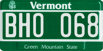 VT license plate BHO068