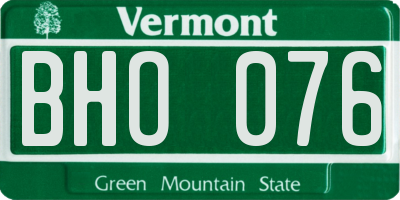 VT license plate BHO076
