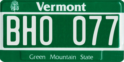VT license plate BHO077