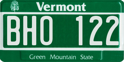 VT license plate BHO122