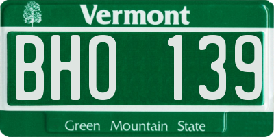 VT license plate BHO139