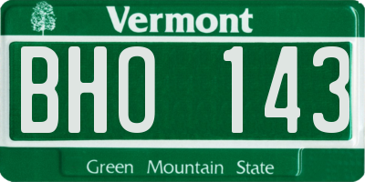 VT license plate BHO143