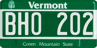 VT license plate BHO202