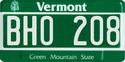 VT license plate BHO208