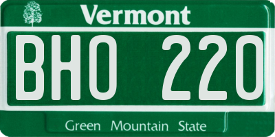 VT license plate BHO220