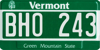 VT license plate BHO243
