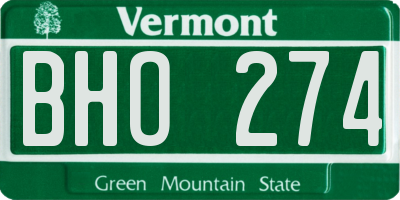 VT license plate BHO274