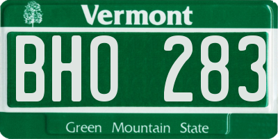 VT license plate BHO283