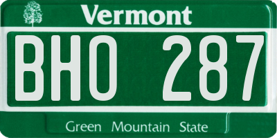 VT license plate BHO287