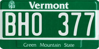 VT license plate BHO377
