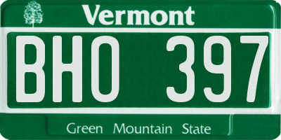 VT license plate BHO397