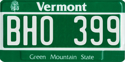 VT license plate BHO399