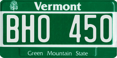 VT license plate BHO450
