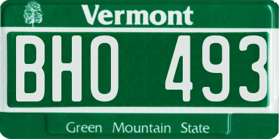 VT license plate BHO493