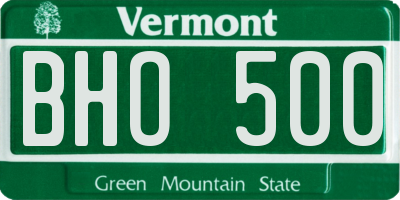 VT license plate BHO500