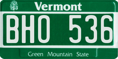 VT license plate BHO536