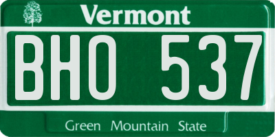 VT license plate BHO537