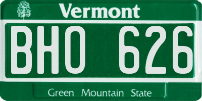 VT license plate BHO626