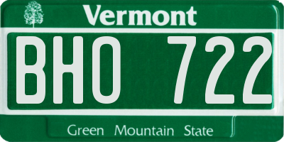 VT license plate BHO722