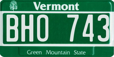 VT license plate BHO743