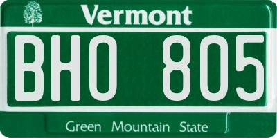 VT license plate BHO805